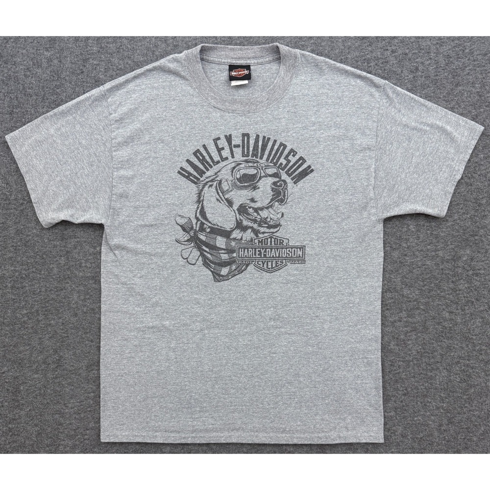 Harley Davidson Shirt Mens Large Gray Seminole FL HD Sheild Dog‎ Motorcycle Tee